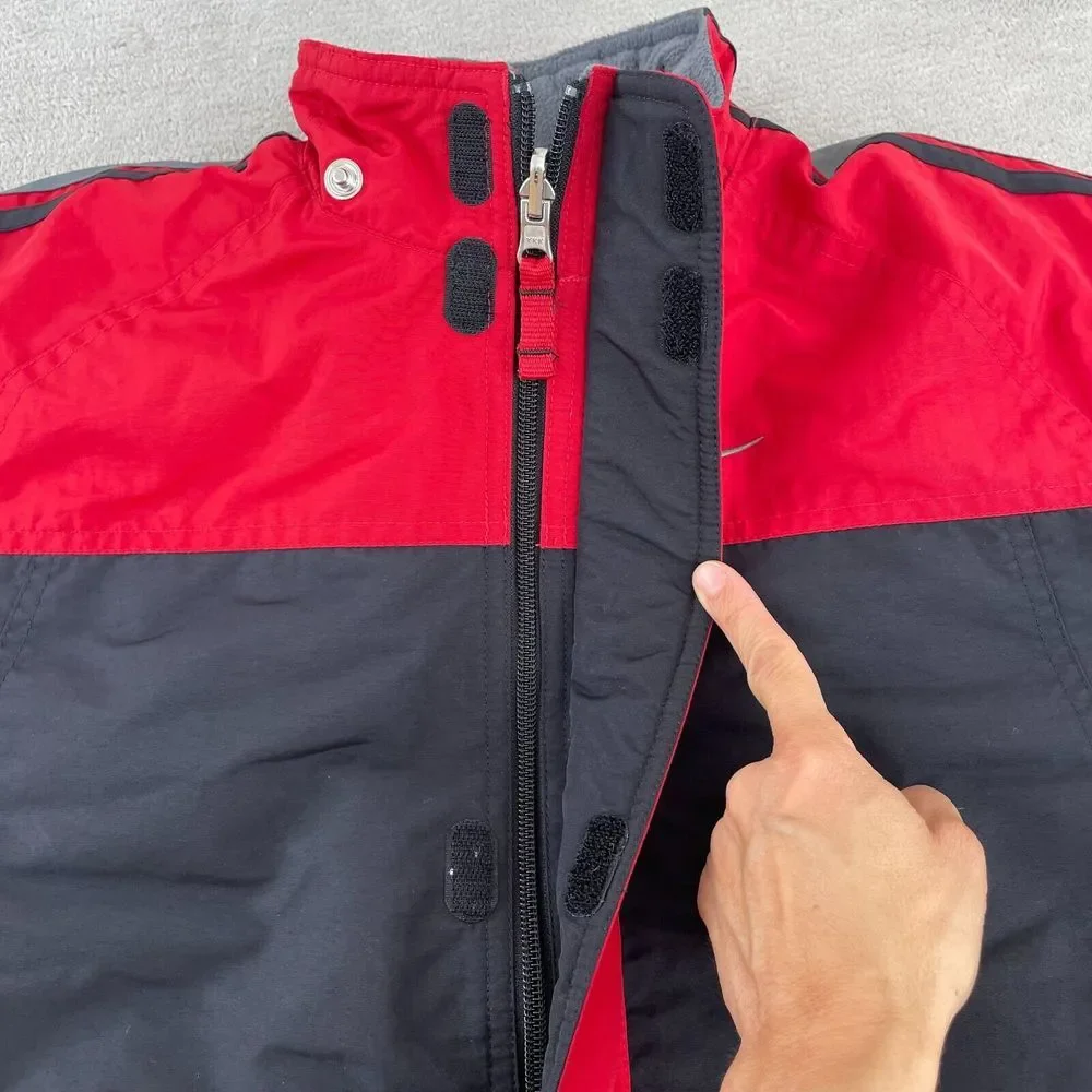 Vintage Nike Jacket Youth Large 14-16 Black Red Reversible Swoosh Large Logo Y2K